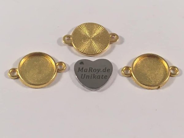 Cabochonträger Verbinder rund gold für 12 mm